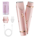 2-in-1 Bikini Trimmer for Women, Bikini Shaver with Dual Heads, Body and Facial Hair Removal, Rechargeable Cordless Electric Razors for Face Chin Pubic Underarm Legs, IPX7 Waterproof, Pink