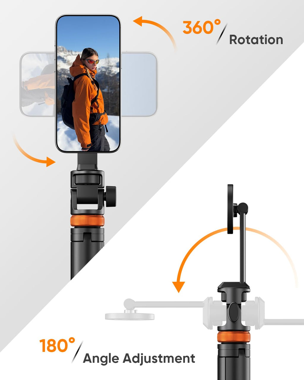 EUCOS 62" Phone Tripod, Tripod for iPhone & Selfie Stick with Remote, Extendable Cell Phone Stand & Ultimate Phone Holder, Solidest Phone Stand Compatible with iPhone/Android