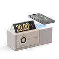 GoldJoy 7-in-1 Bluetooth Speaker Wireless Charging Station, Smart Flip-Up LCD Display Clock Syncs Phone's Time and Date, Sunset Lamp & White Noise for Sleep, 4000mAh Battery for Home, Outdoors