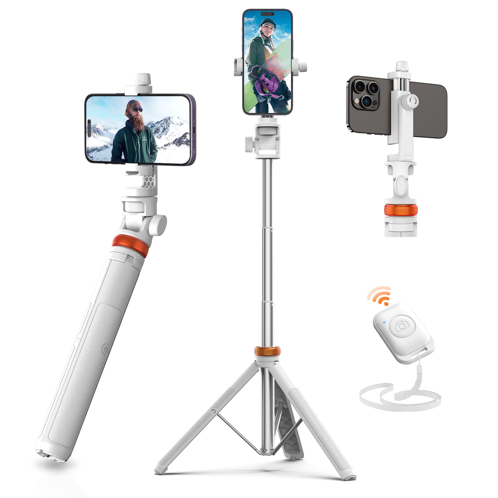 EUCOS 62" Phone Tripod, Tripod for iPhone & Selfie Stick with Remote, Extendable Cell Phone Stand & Ultimate Phone Holder, Solidest Phone Stand Compatible with iPhone/Android