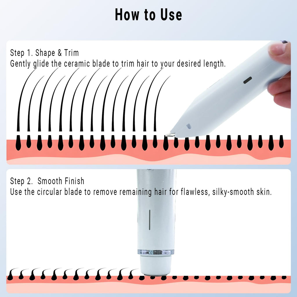 2-in-1 Bikini Trimmer for Women, Bikini Shaver with Dual Heads, Body and Facial Hair Removal, Rechargeable Cordless Electric Razors for Face Chin Pubic Underarm Legs, IPX7 Waterproof, Pink