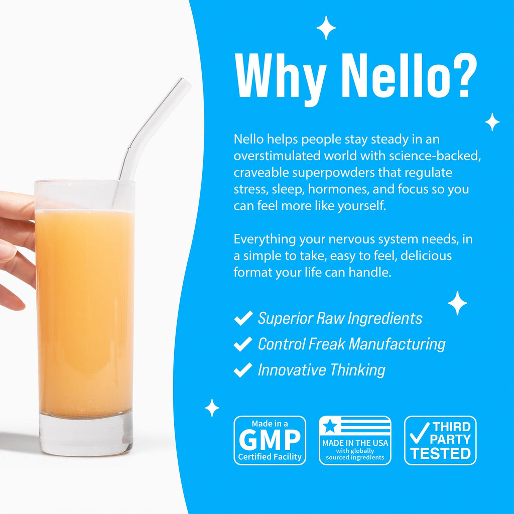 Nello Supercalm Powdered Drink Mix, Cortisol Reducer and Sleep Aid Supplement, L Theanine, Ksm-66 Ashwagandha, Magnesium Glycinate, Vitamin D 3, No Sugar, Non GMO, On The Go, 20 Ct, Raspberry Lemonade