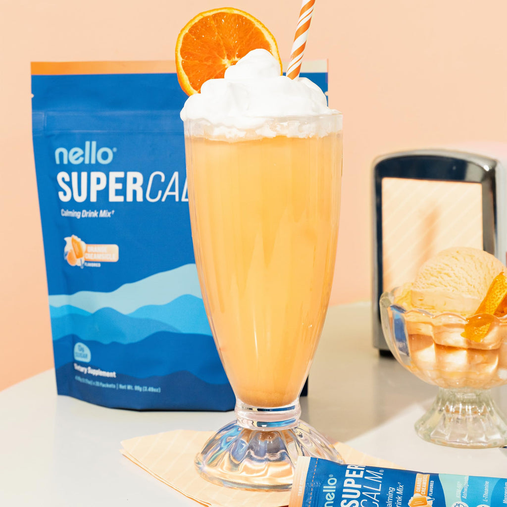 Nello Supercalm Powdered Drink Mix, Cortisol Reducer and Sleep Aid Supplement, L Theanine, Ksm-66 Ashwagandha, Magnesium Glycinate, Vitamin D 3, No Sugar, Non GMO, On The Go, 20 Ct, Raspberry Lemonade