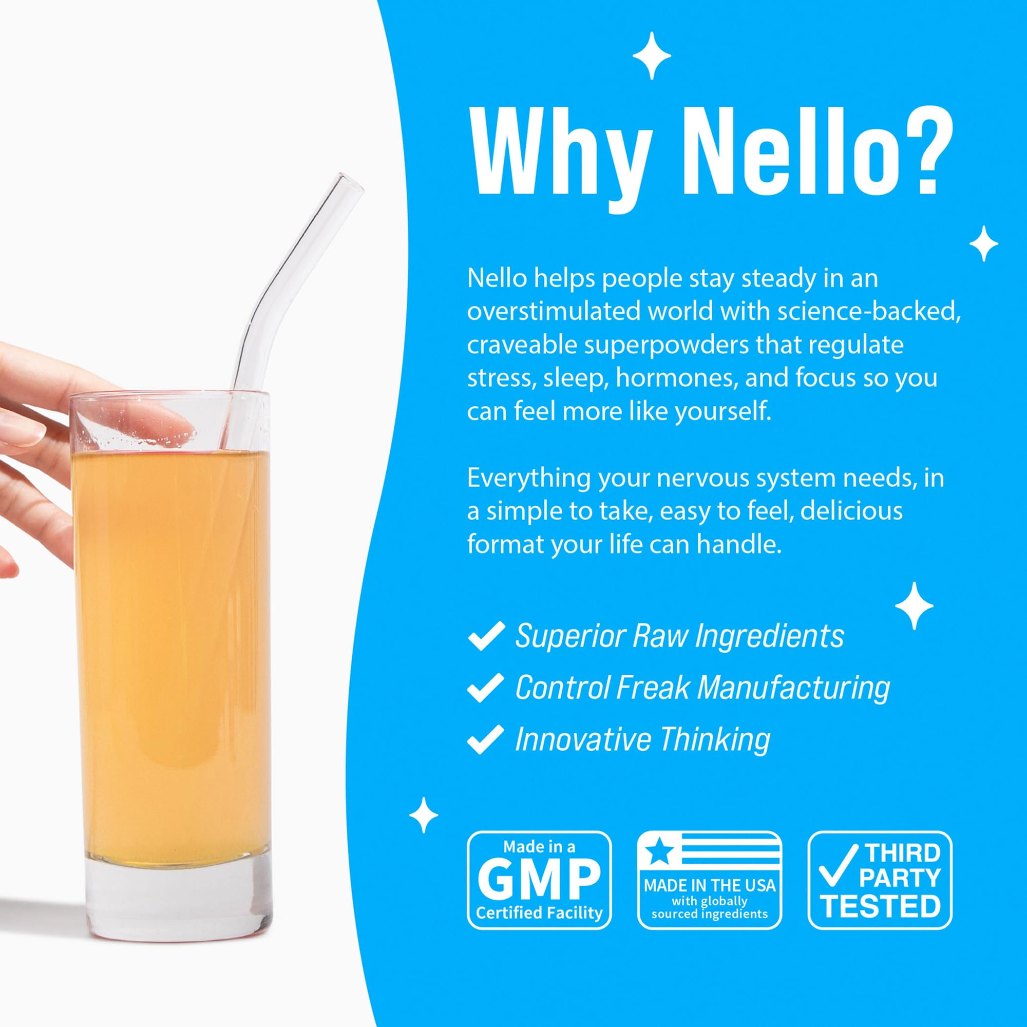 Nello Supercalm Powdered Drink Mix, Cortisol Reducer and Sleep Aid Supplement, L Theanine, Ksm-66 Ashwagandha, Magnesium Glycinate, Vitamin D 3, No Sugar, Non GMO, On The Go, 20 Ct, Raspberry Lemonade