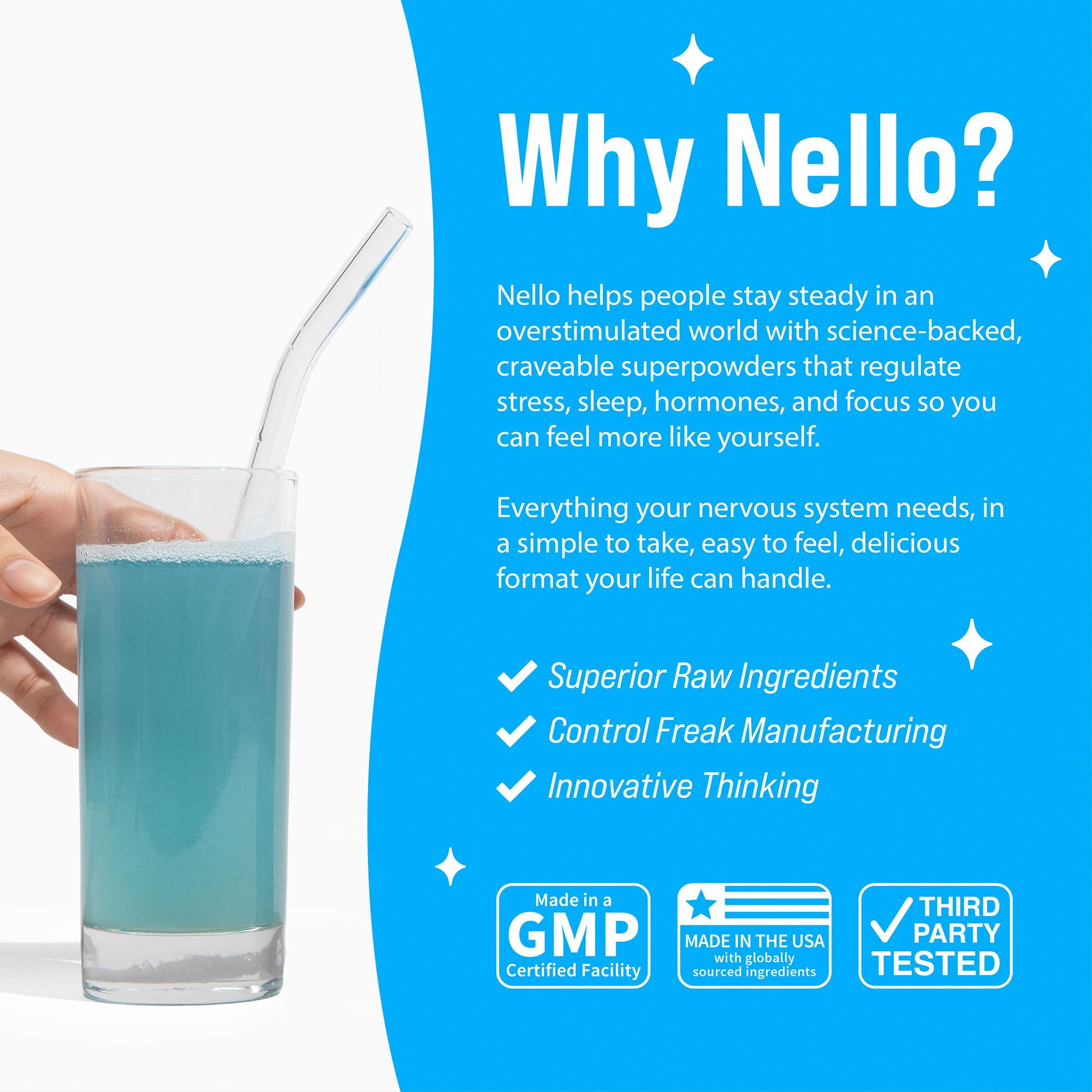 Nello Supercalm Powdered Drink Mix, Cortisol Reducer and Sleep Aid Supplement, L Theanine, Ksm-66 Ashwagandha, Magnesium Glycinate, Vitamin D 3, No Sugar, Non GMO, On The Go, 20 Ct, Raspberry Lemonade