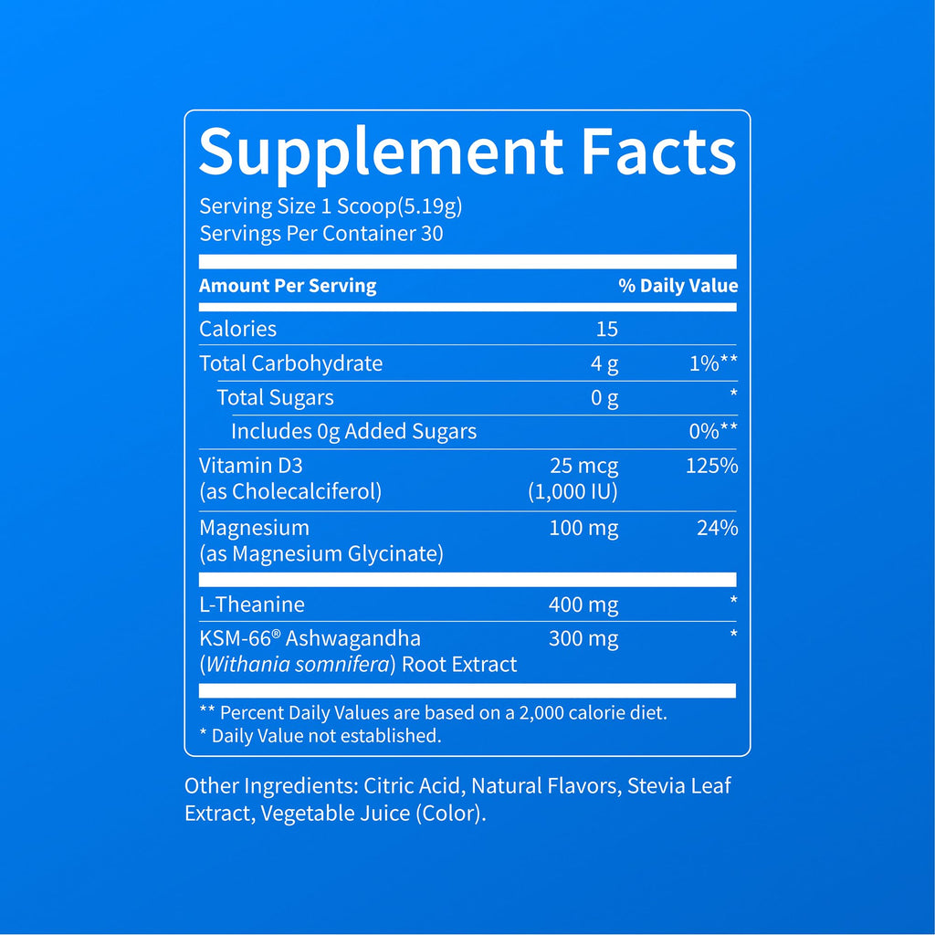 Nello Supercalm Powdered Drink Mix, Cortisol Reducer and Sleep Aid Supplement, L Theanine, Ksm-66 Ashwagandha, Magnesium Glycinate, Vitamin D 3, No Sugar, Non GMO, On The Go, 20 Ct, Raspberry Lemonade