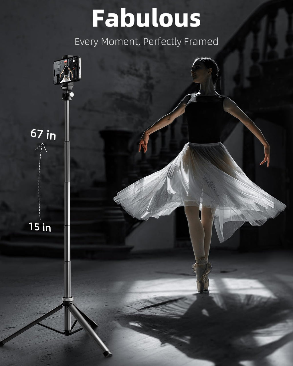 EUCOS 62" Phone Tripod, Tripod for iPhone & Selfie Stick with Remote, Extendable Cell Phone Stand & Ultimate Phone Holder, Solidest Phone Stand Compatible with iPhone/Android