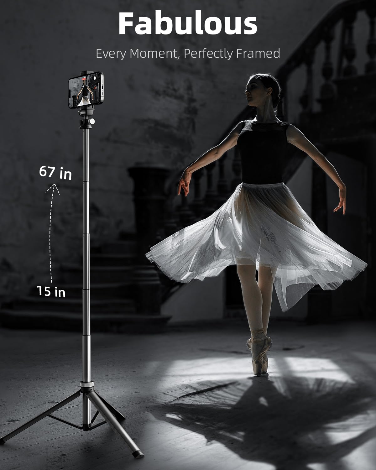 EUCOS 62" Phone Tripod, Tripod for iPhone & Selfie Stick with Remote, Extendable Cell Phone Stand & Ultimate Phone Holder, Solidest Phone Stand Compatible with iPhone/Android