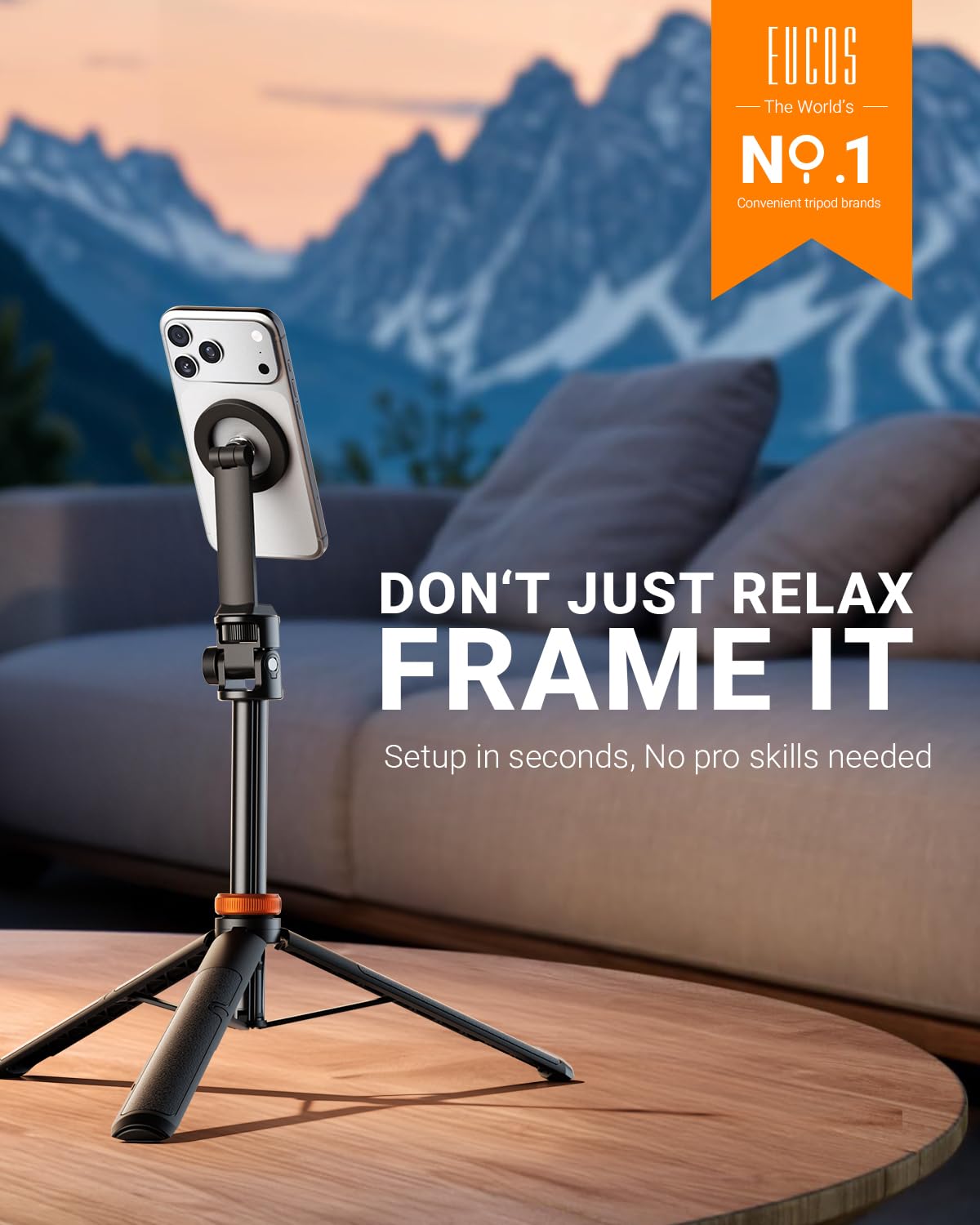 EUCOS 62" Phone Tripod, Tripod for iPhone & Selfie Stick with Remote, Extendable Cell Phone Stand & Ultimate Phone Holder, Solidest Phone Stand Compatible with iPhone/Android