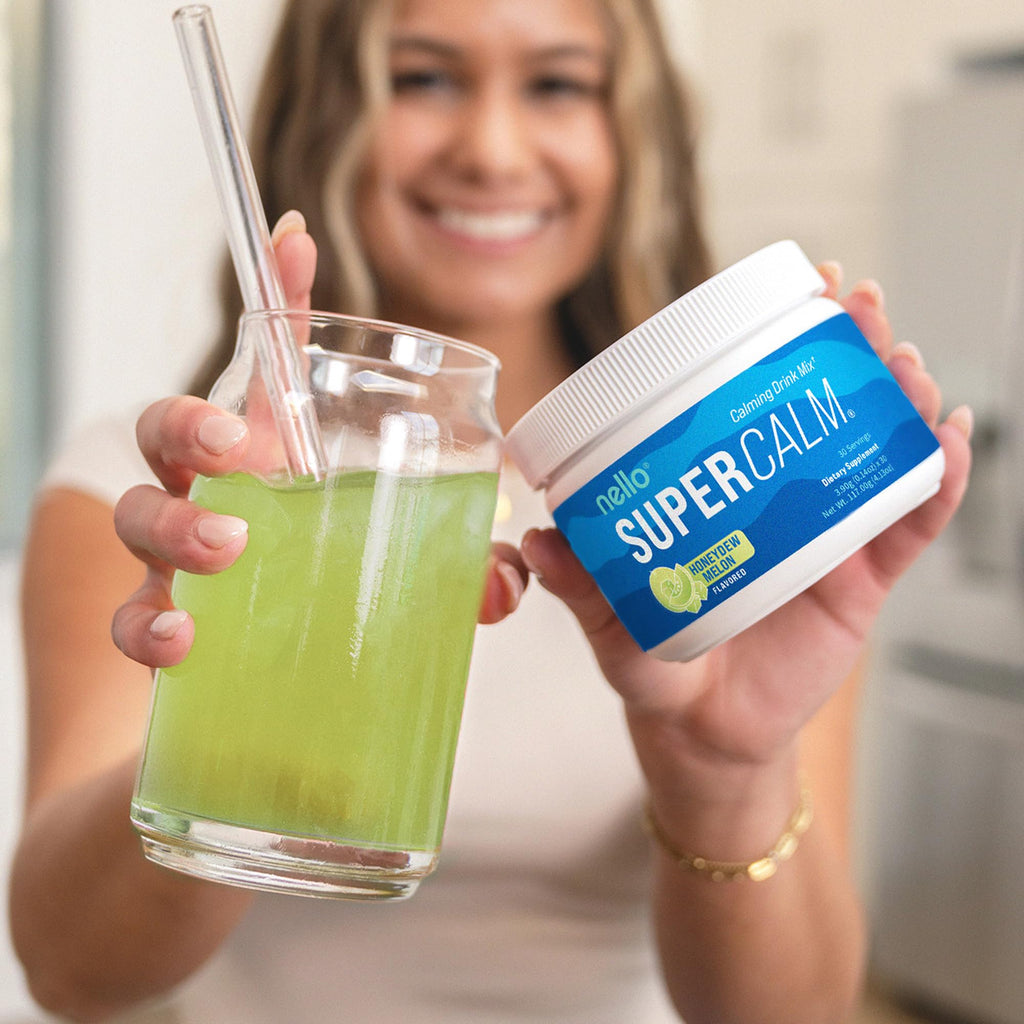 Nello Supercalm Powdered Drink Mix, Cortisol Reducer and Sleep Aid Supplement, L Theanine, Ksm-66 Ashwagandha, Magnesium Glycinate, Vitamin D 3, No Sugar, Non GMO, On The Go, 20 Ct, Raspberry Lemonade