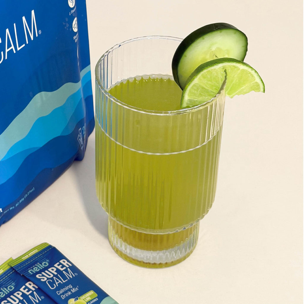 Nello Supercalm Powdered Drink Mix, Cortisol Reducer and Sleep Aid Supplement, L Theanine, Ksm-66 Ashwagandha, Magnesium Glycinate, Vitamin D 3, No Sugar, Non GMO, On The Go, 20 Ct, Raspberry Lemonade