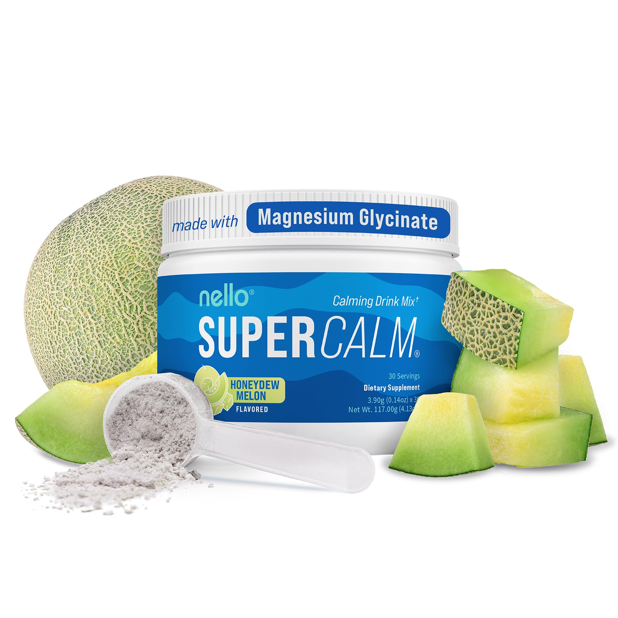 Nello Supercalm Powdered Drink Mix, Cortisol Reducer and Sleep Aid Supplement, L Theanine, Ksm-66 Ashwagandha, Magnesium Glycinate, Vitamin D 3, No Sugar, Non GMO, On The Go, 20 Ct, Raspberry Lemonade